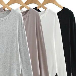 Neutral Long Sleeve Tee Bundle (5) | Size S | Everyday Basics